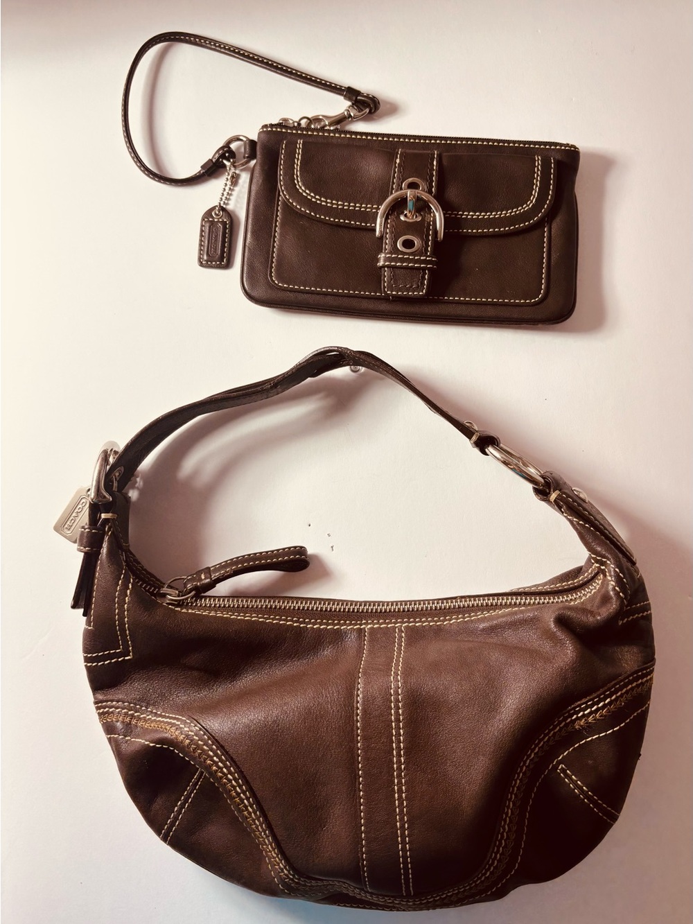 COACH Y2K VINTAGE BAG AND WRISTLET SET.